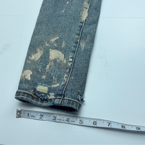Off-White Distressed Paint Splattered Diagonal Stripe Blue Denim Jeans Mens 30 - Picture 15 of 15